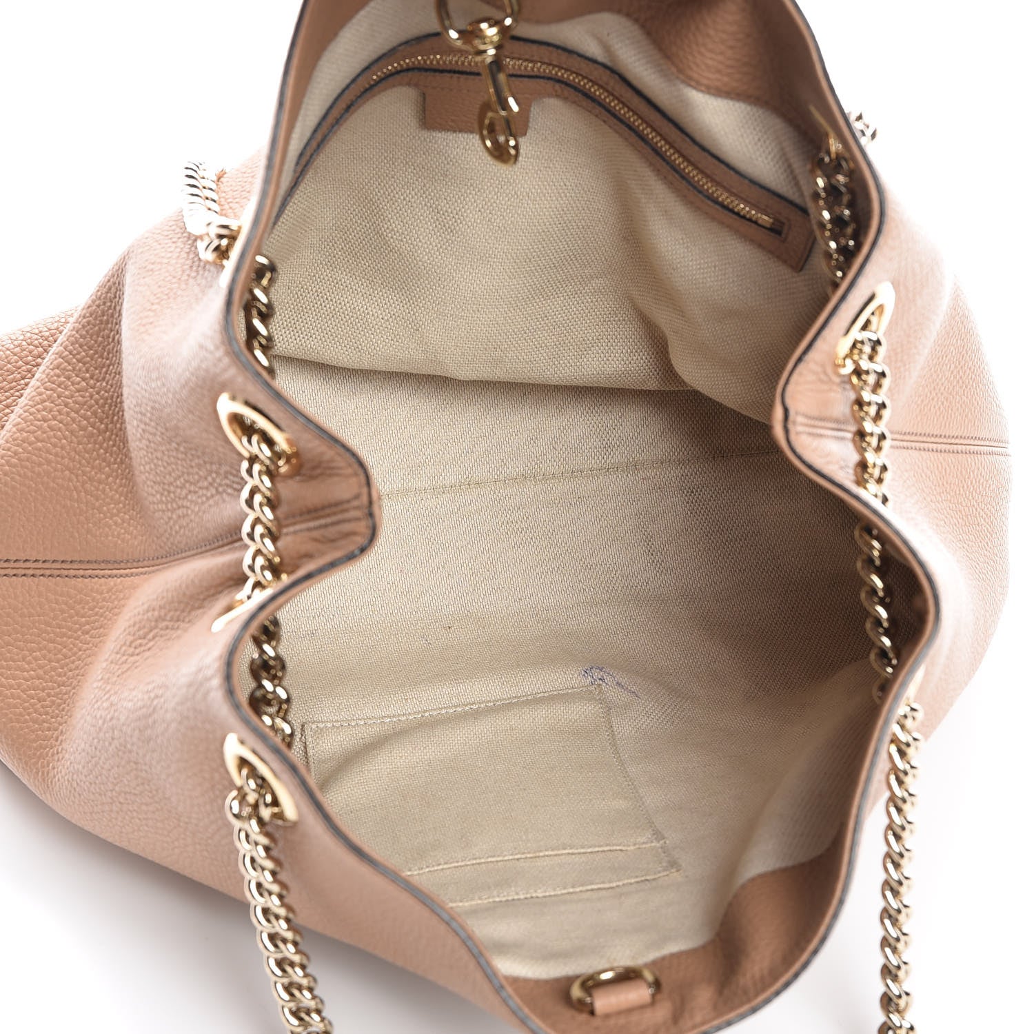 Gucci Pebbled Calfskin Medium Soho Chain Shoulder Bag Rose Beige 5 of 12