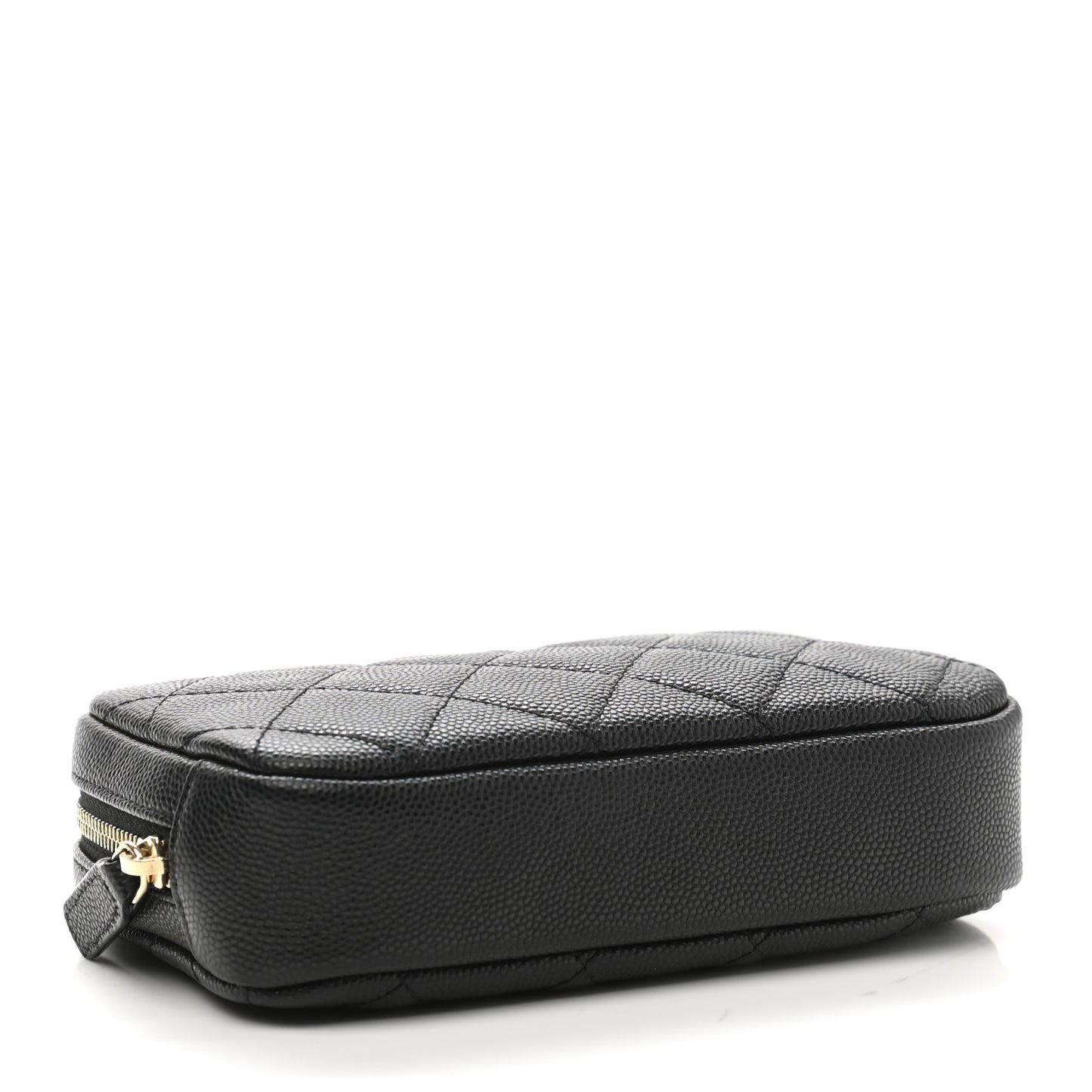 Caviar Quilted Small Curvy Pouch Cosmetic Case Black