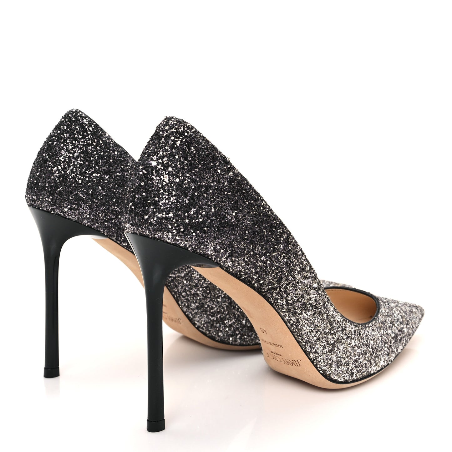 Coarse Glitter Degrade Pointy Toe Romy 100 Pumps 40 Light Mocha Black
