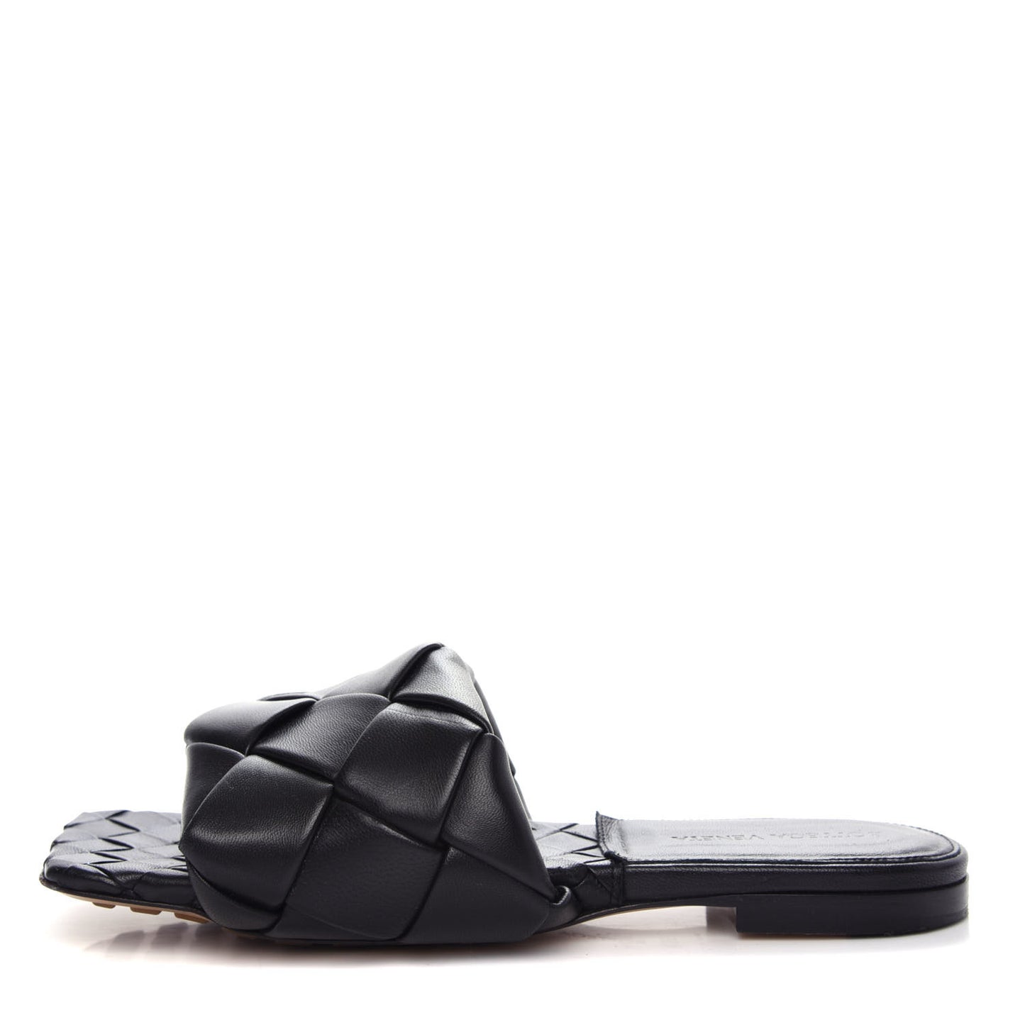 Nappa Maxi Intrecciato Lido Flat Sandals 36.5 Black