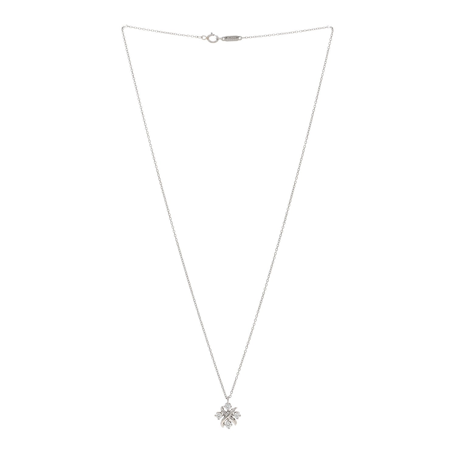 Tiffany Platinum Diamond Schlumberger Lynn Pendant Necklace 3 of 5