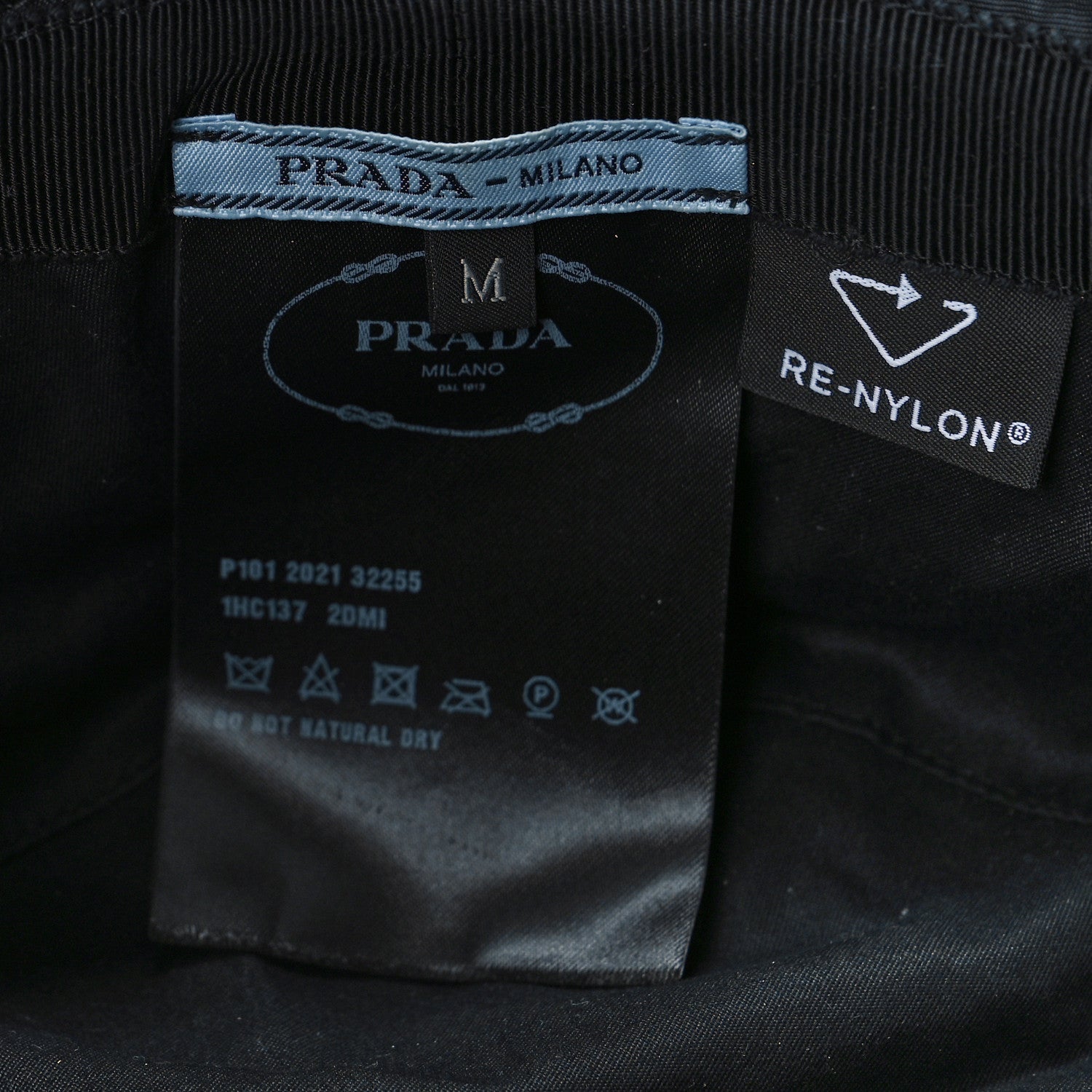 Prada Re-Nylon Metal Triangle Logo Womens Bucket Hat M Black 5 of 5