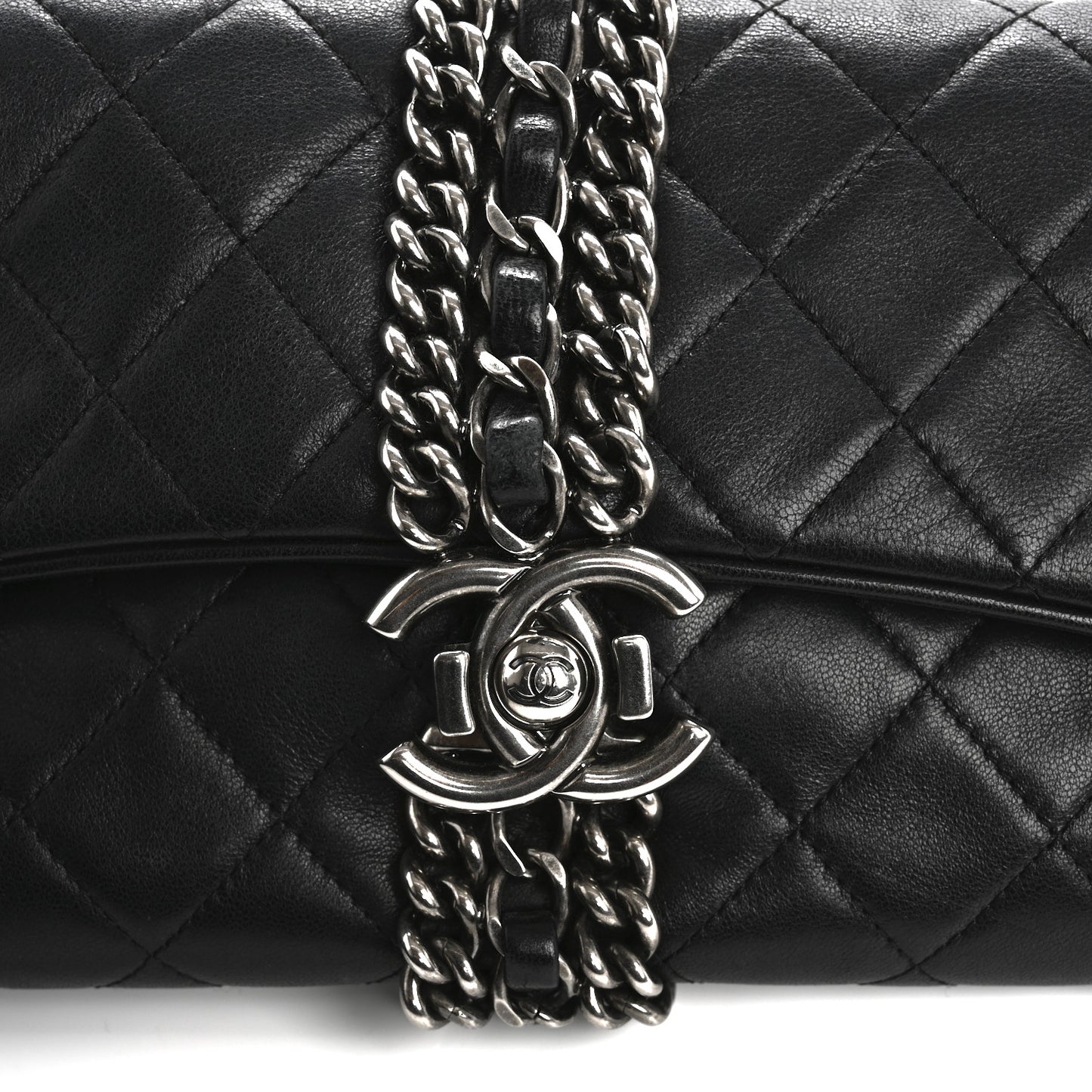 Lambskin Quilted Evening Clutch Black