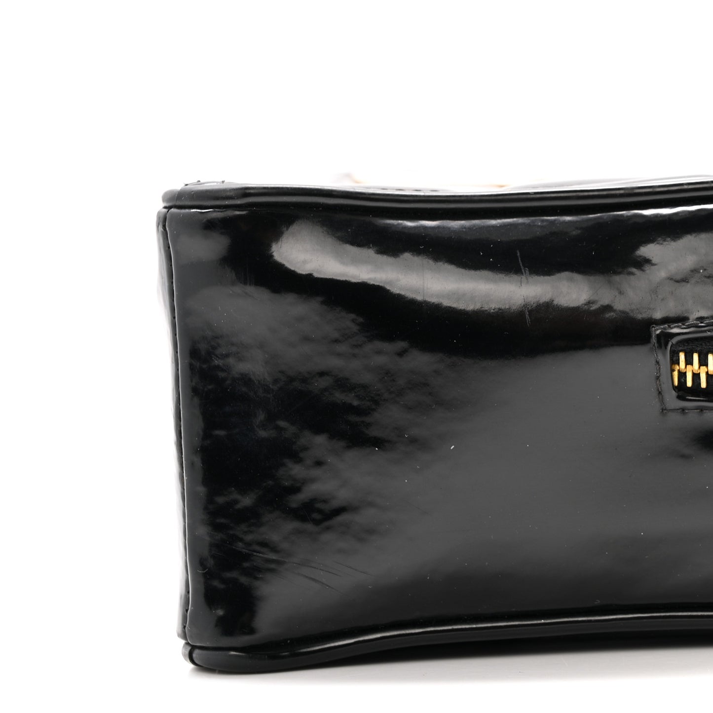 Patent Quilted CC Barbie Heart Vanity Case Black