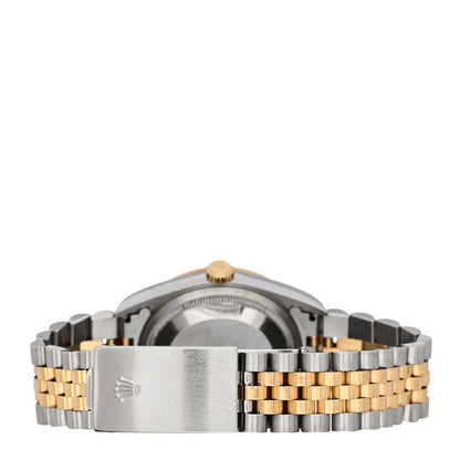 Rolex Stainless Steel 18K Yellow Gold Diamond 36mm Oyster Perpetual Datejust Watch Black 16233 3 of 4