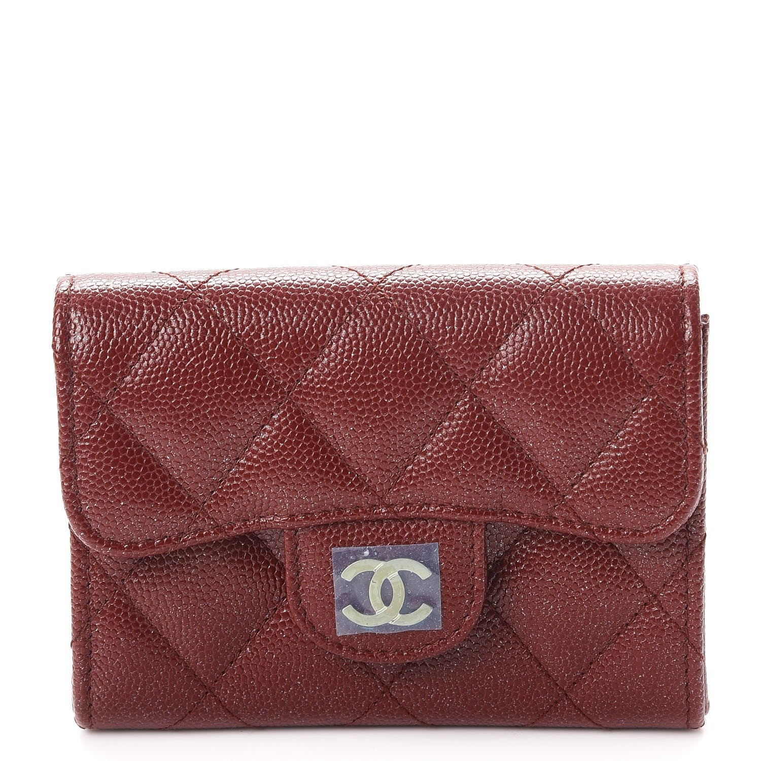 Chanel Iridescent Caviar Quilted Card Holder Burgundy 1 of 9