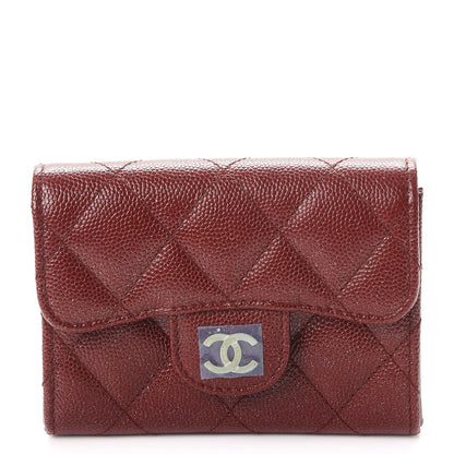 Chanel Iridescent Caviar Quilted Card Holder Burgundy 1 of 9