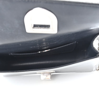 Christian Dior Metallic Patent Micro-Cannage Mini Diorama Flap Bag Silver 4 of 9