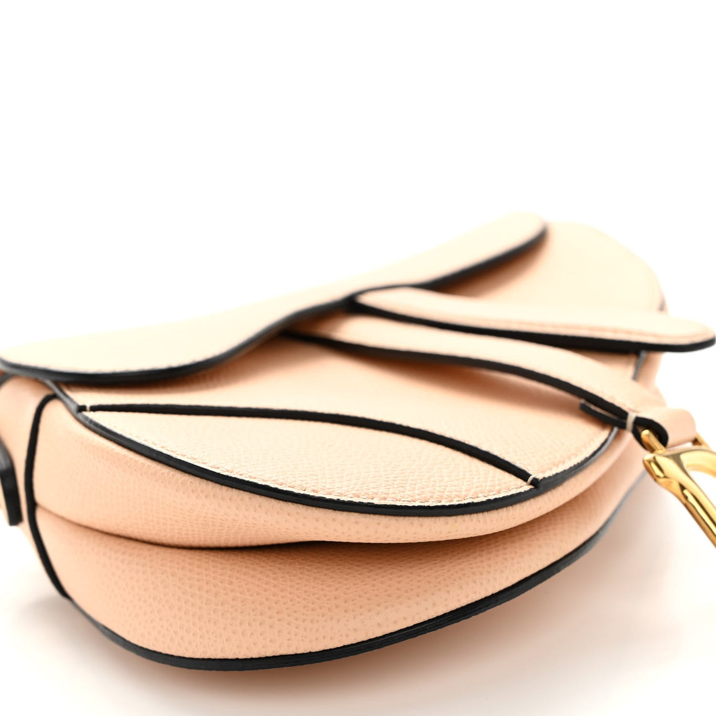 Grained Calfskin Mini Saddle Bag Beige