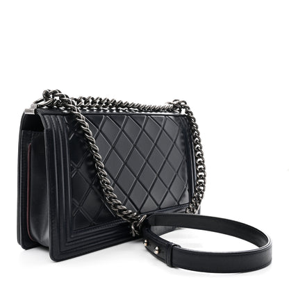 Chanel Calfskin Embossed New Medium Paris Salzburg Boy Flap Navy 3 of 11