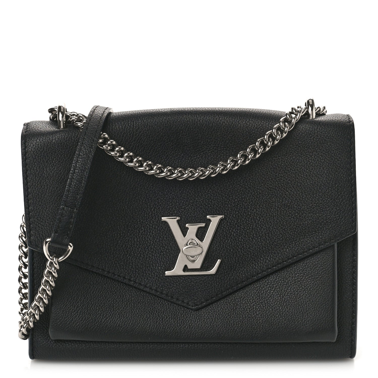 Louis Vuitton Soft Calfskin Mylockme Chain Bag BB Black 1 of 8