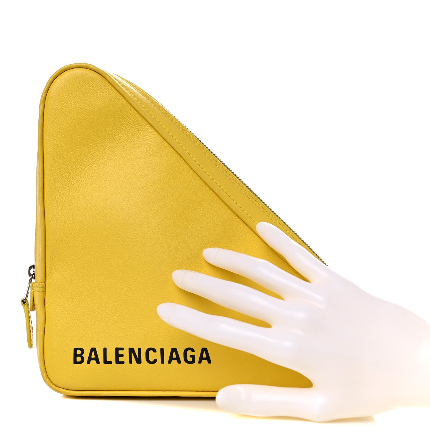 Shiny Day Calfskin Logo M Triangle Pouch Jaune Black