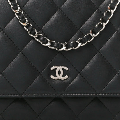 Chanel Lambskin Quilted Wallet On Chain WOC Black 9 of 11