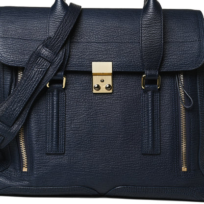 3.1 Phillip Lim Textured Calfskin Large Pashli Satchel Ink 8 of 14