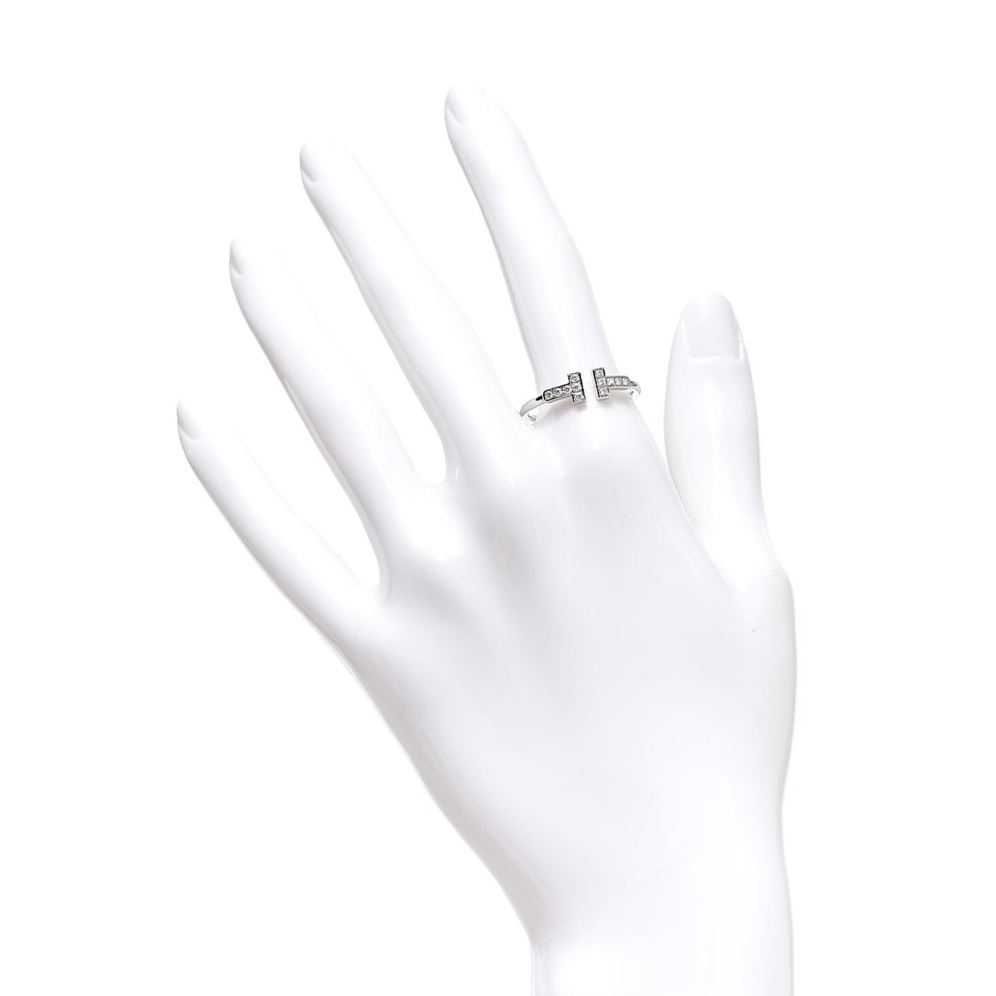 18K White Gold Diamond T Wire Ring 57 8