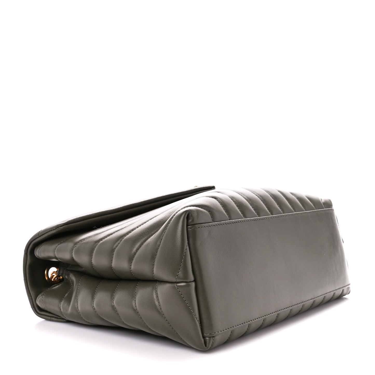 Calfskin Y Quilted Monogram Medium Loulou Chain Satchel Military Olive