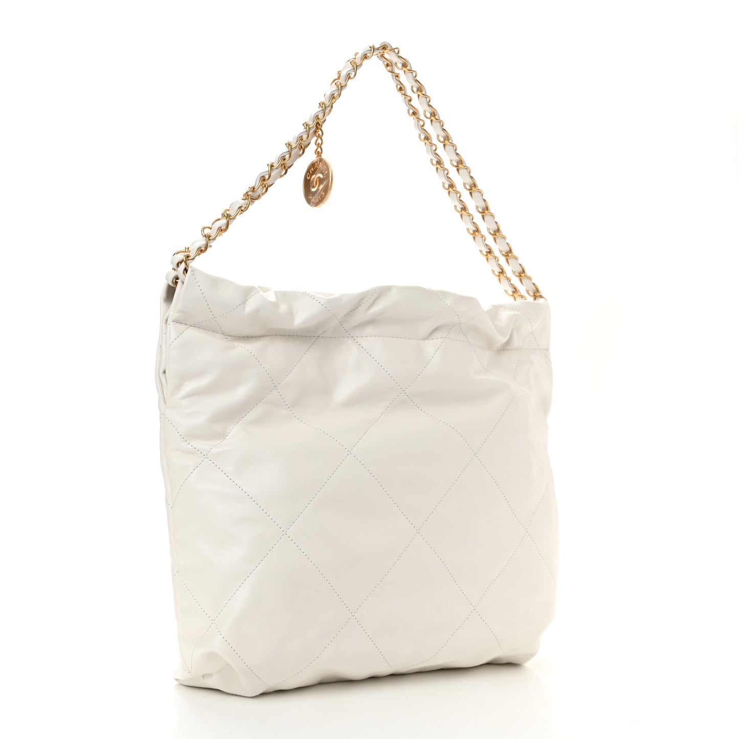 Shiny Calfskin Quilted Small Chanel 22 White