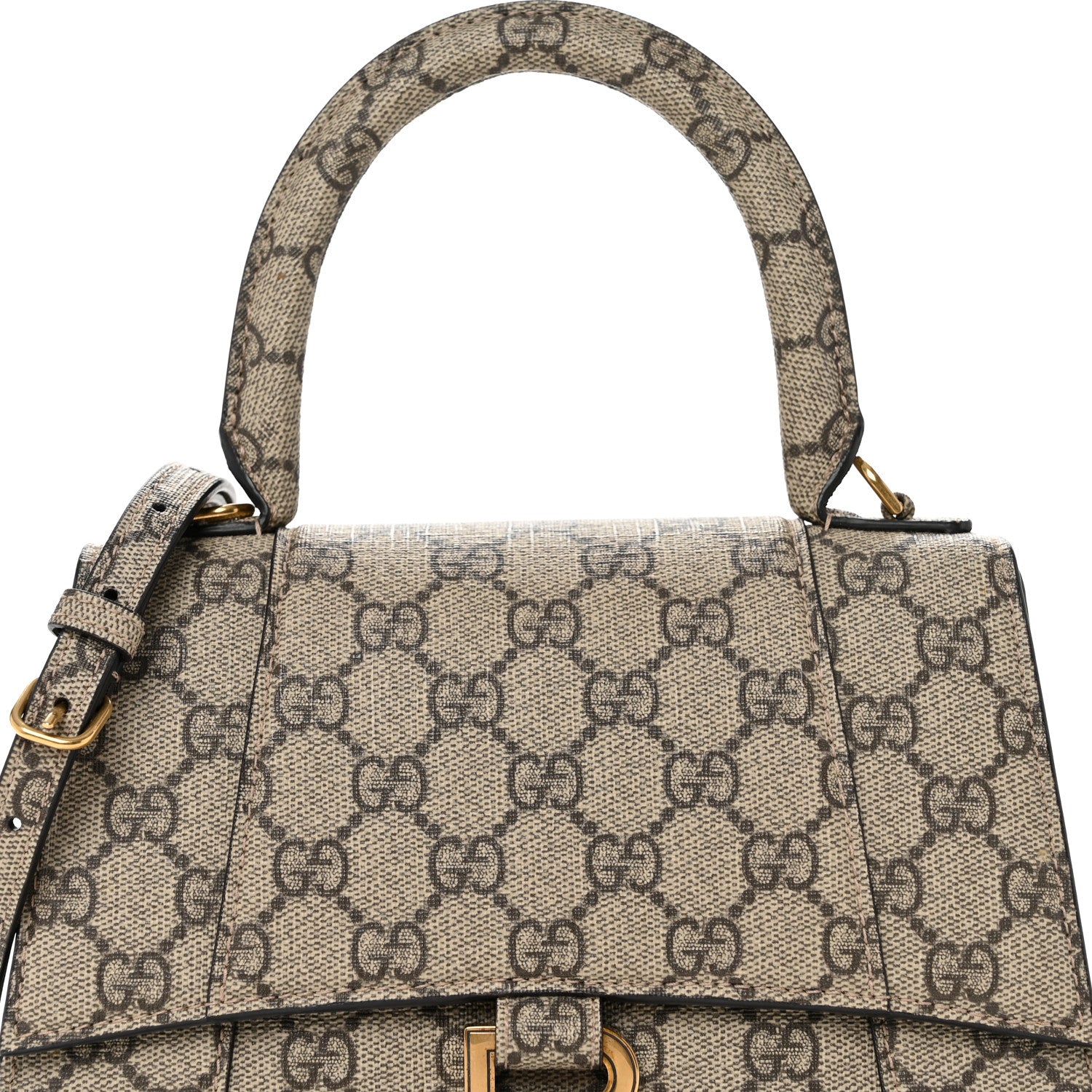 Balenciaga X GUCCI GG Supreme Monogram Small Hourglass Top Handle Bag Beige Ebony 8 of 10
