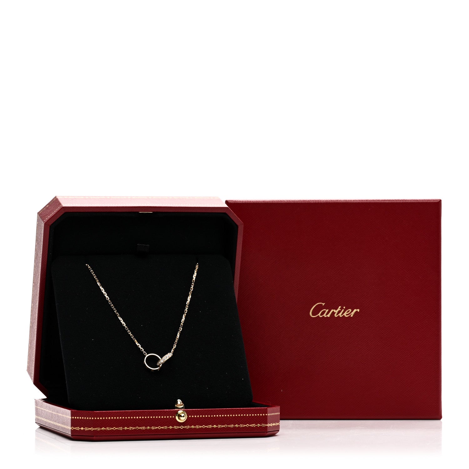 Cartier 18K Yellow Gold Diamond Interlocking LOVE Necklace 5 of 5