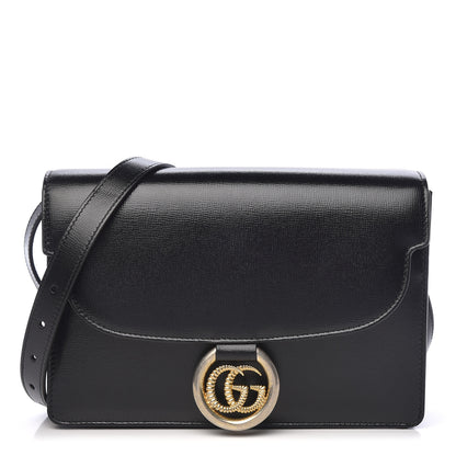 Gucci Textured Calfskin Small Torchon GG Ring Shoulder Bag Black 1 of 11
