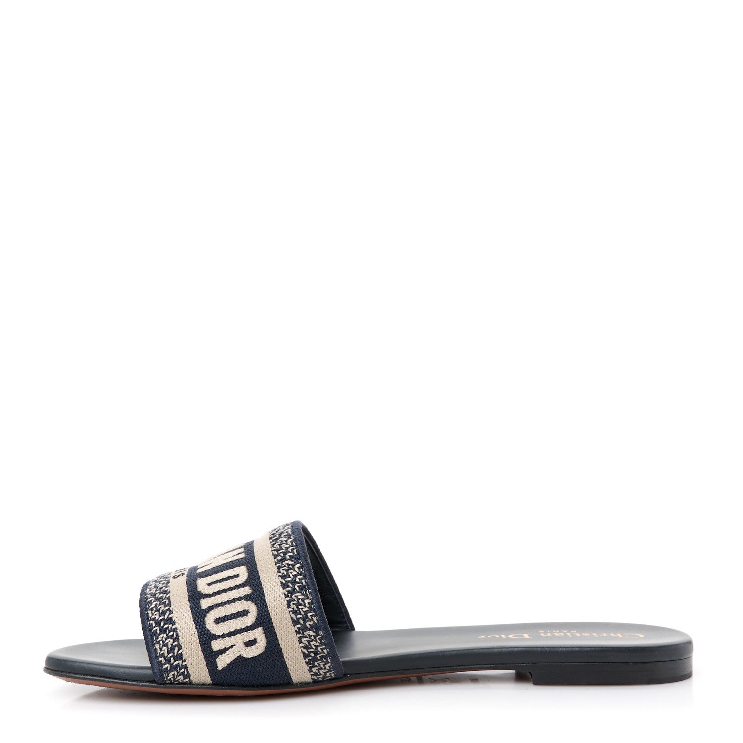 Christian Dior Canvas Embroidered Dway Mules Slide Sandals 37.5 Deep Blue 1 of 10