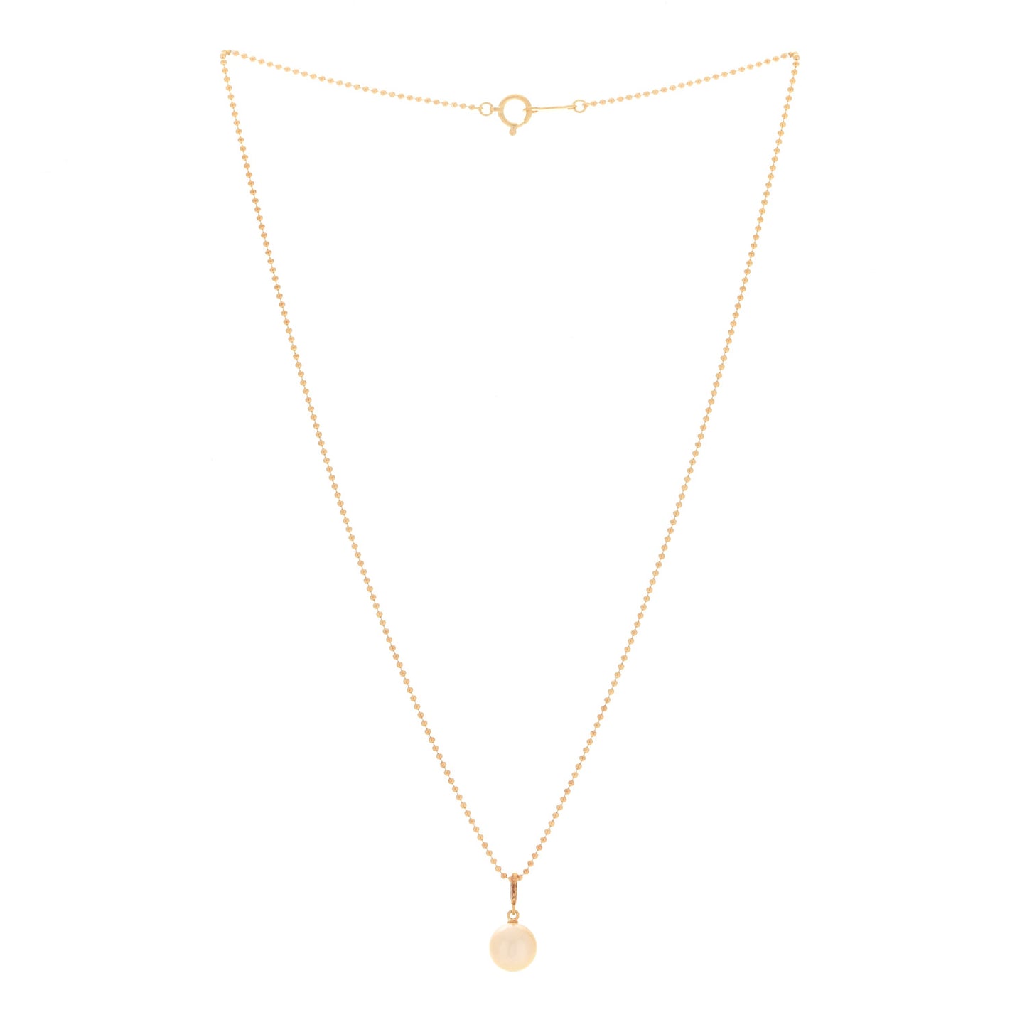 18K Yellow Gold Akoya Pearl 8mm Pendant Necklace