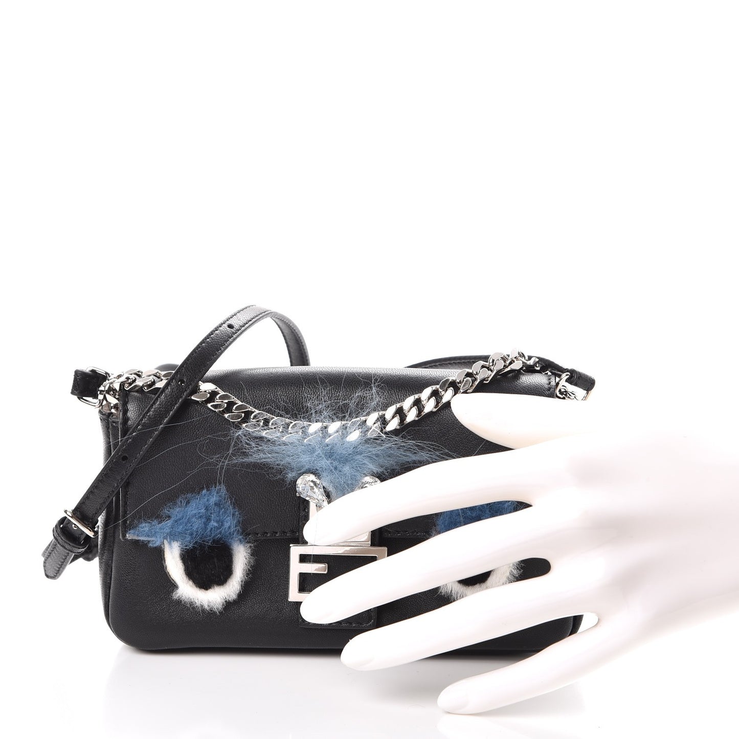 Nappa Rabbit Fox Fur Micro Buggie Baguette Black