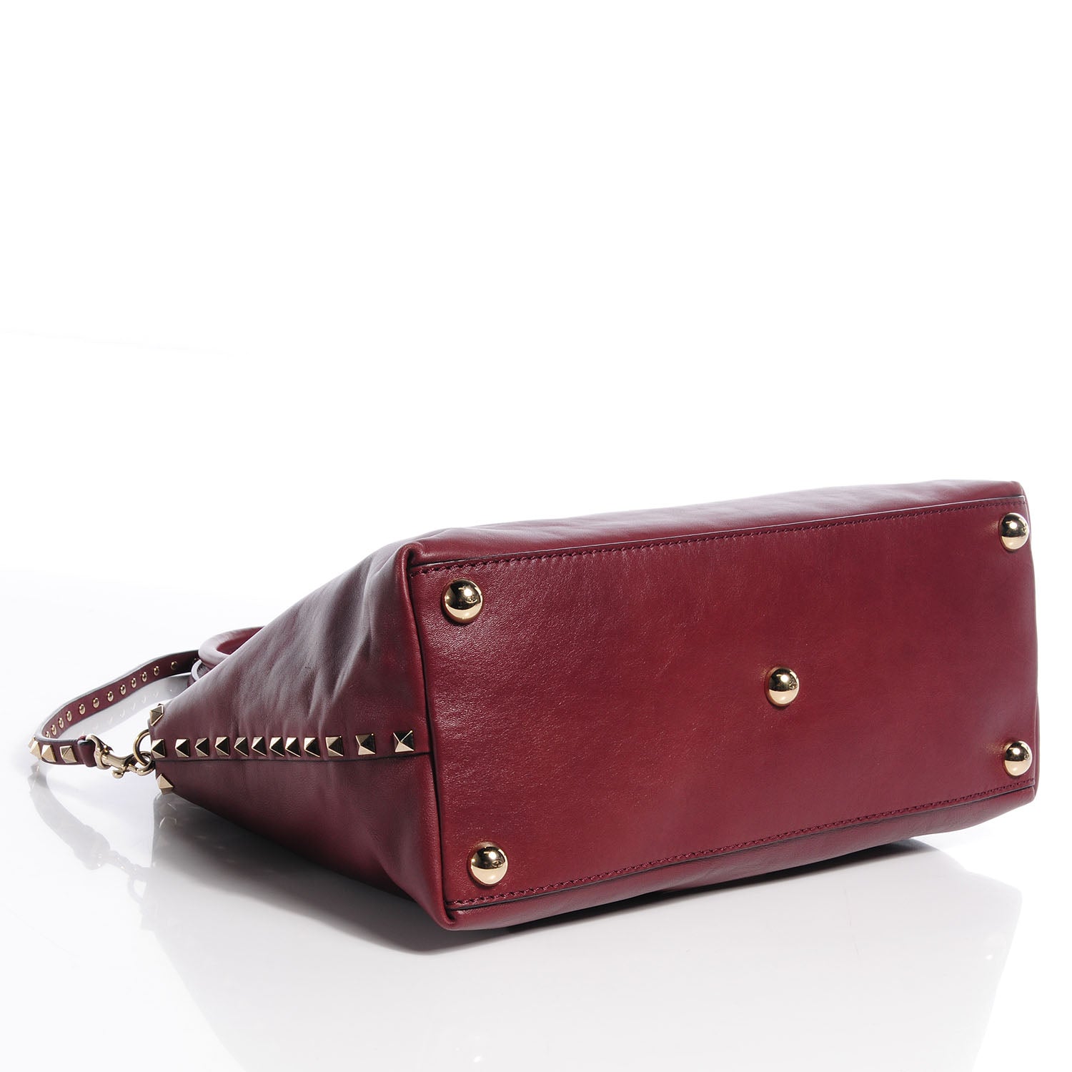 Valentino Garavani Vitello Rockstud Dome Satchel Red 4 of 9