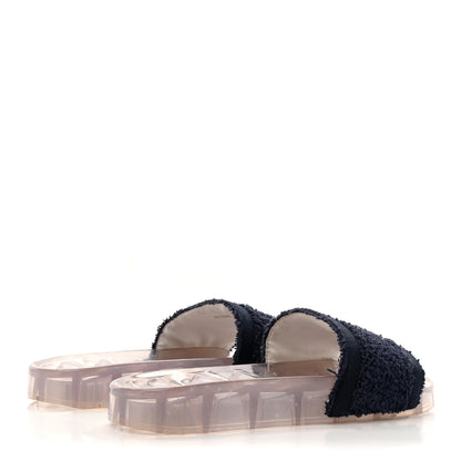 Chanel PVC Transparent Fabric CC Flat Slide Sandals 36 Navy 5 of 9