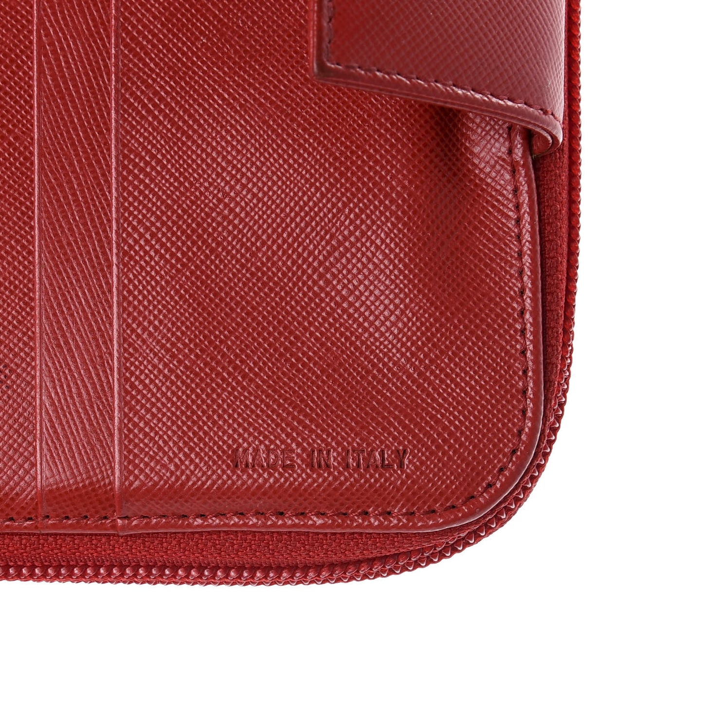 Saffiano Metal Compact Zip Around Wallet Fuoco