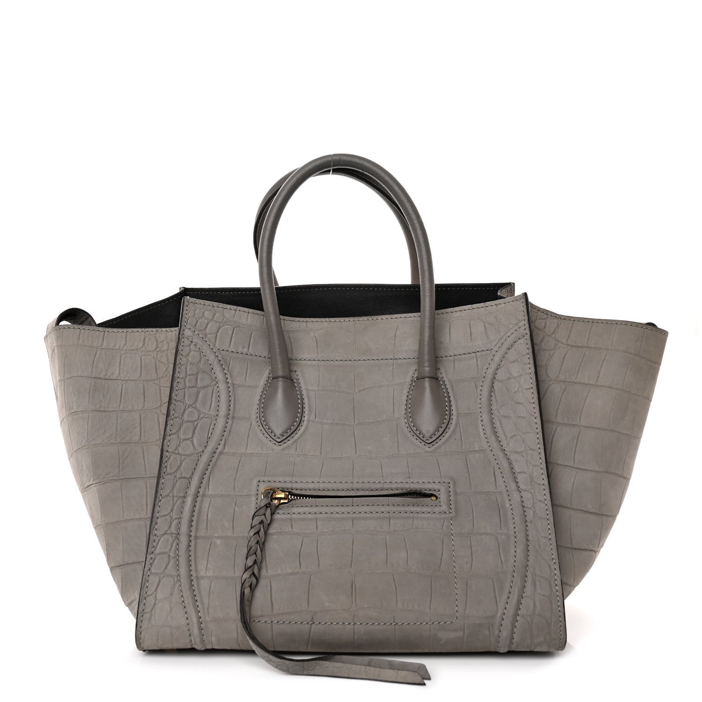 Crocodile Embossed Nubuck Large Phantom Luggage Grey
