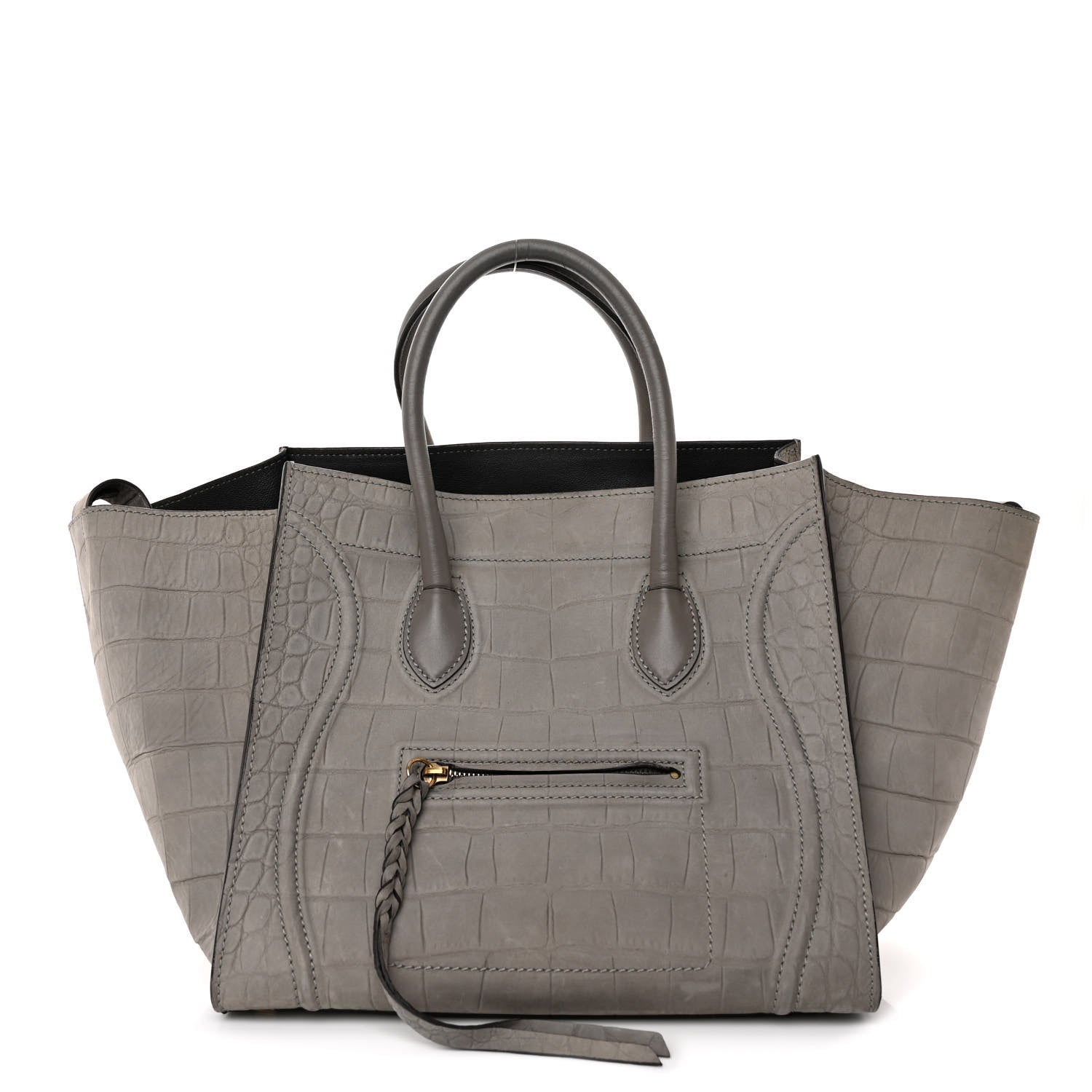 Celine Crocodile Embossed Nubuck Large Phantom Luggage Grey 1 of 12