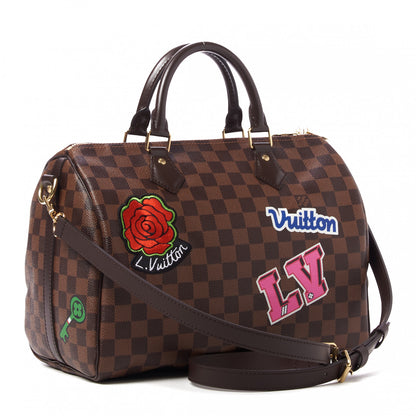 Louis Vuitton Damier Ebene Patches Speedy Bandouliere 30 3 of 8