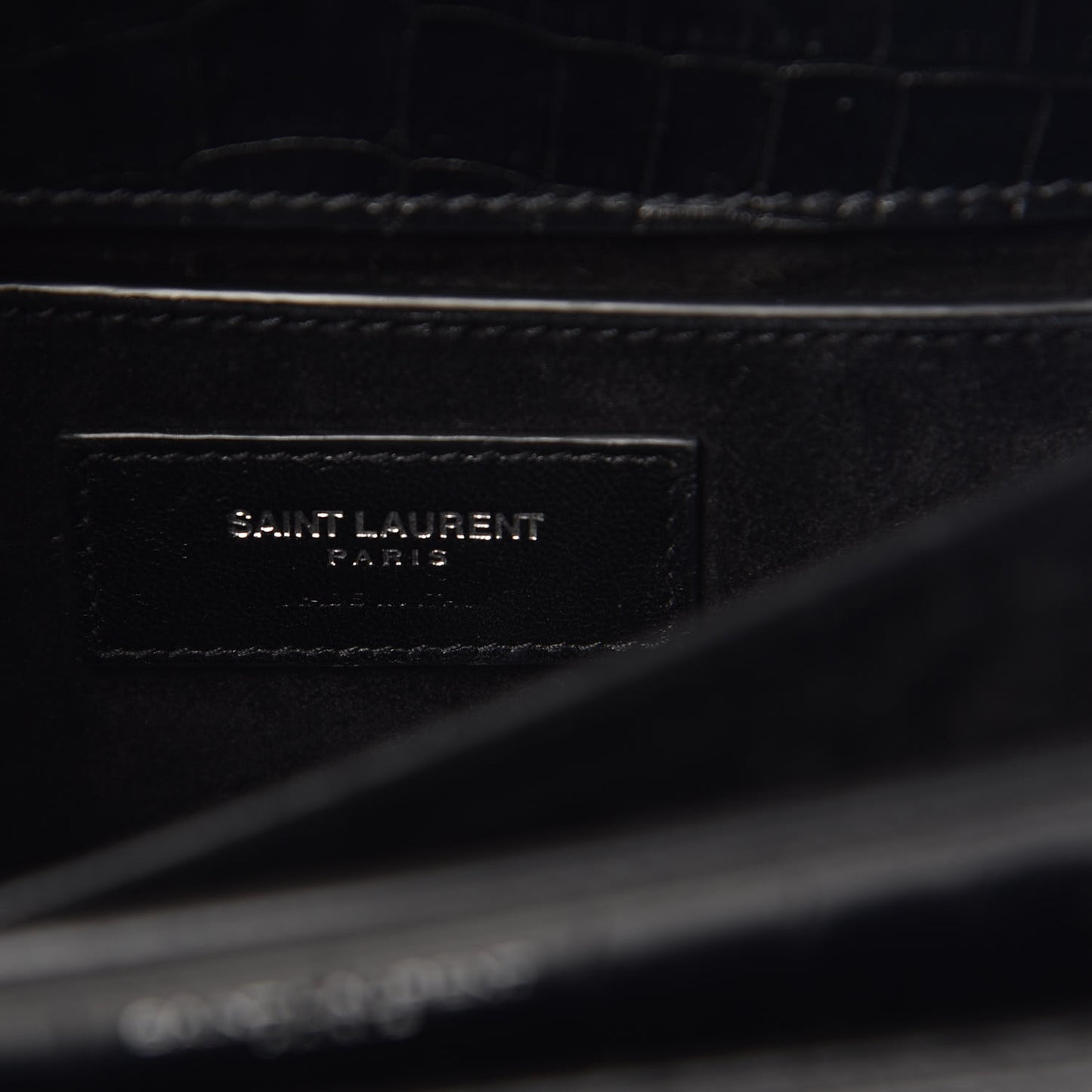 Calfskin Crocodile Embossed Medium Monogram Sunset Black