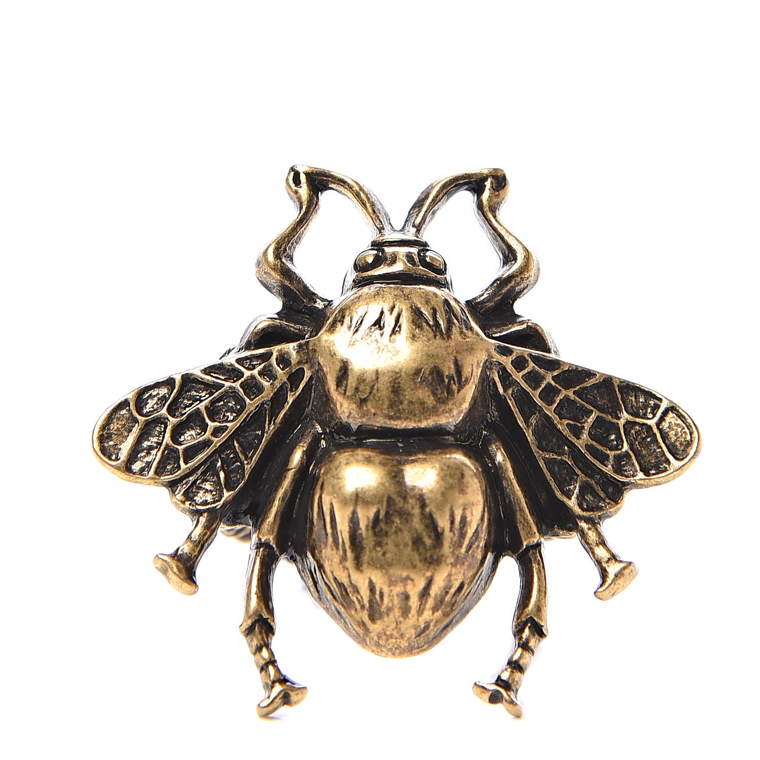 Gucci Metal Enamel Bee Ring 7.25 Aged Gold 1 of 3