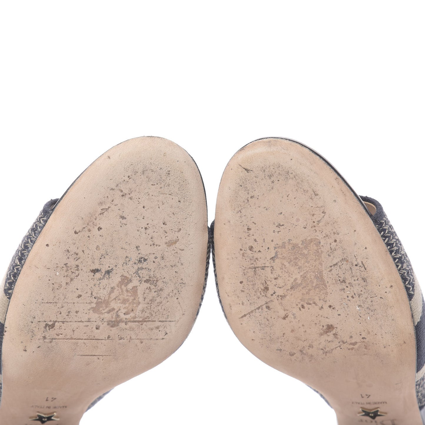 Cotton Embroidered D-Way Heeled Slide Sandal 41 Dark Blue