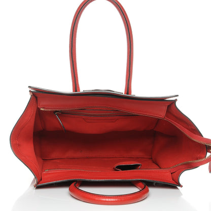 Celine Drummed Calfskin Mini Luggage Coquelicot 5 of 8