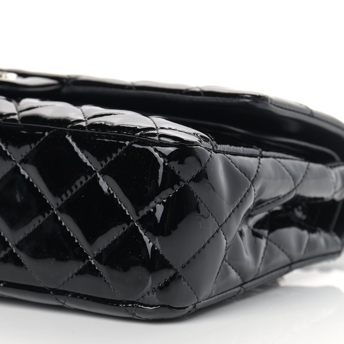 Patent Quilted Medium Double Flap Black