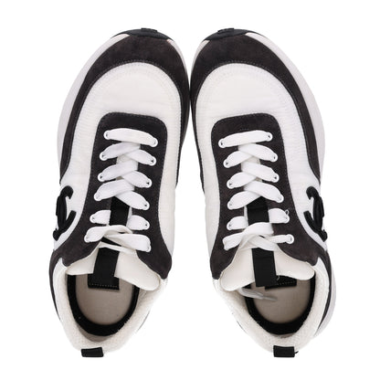 Chanel Nylon Suede Calfskin CC Sneakers 38 White Dark Grey 2 of 11