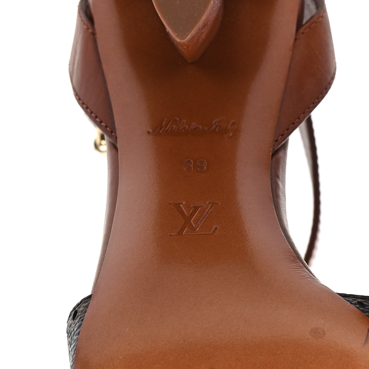 Louis Vuitton Calfskin Perforated Monogram Silhouette Sandals 39 Gold 7 of 11