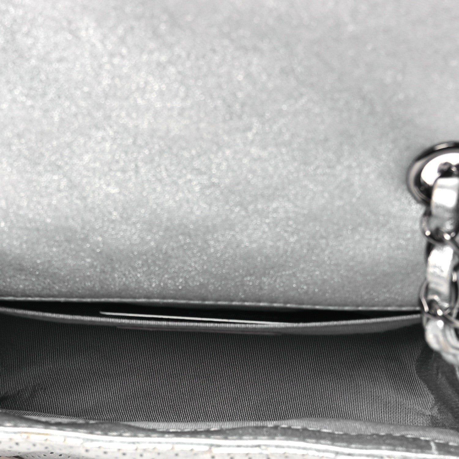 Chanel Metallic Lambskin Perforated Mini Rectangular Flap Silver 5 of 12
