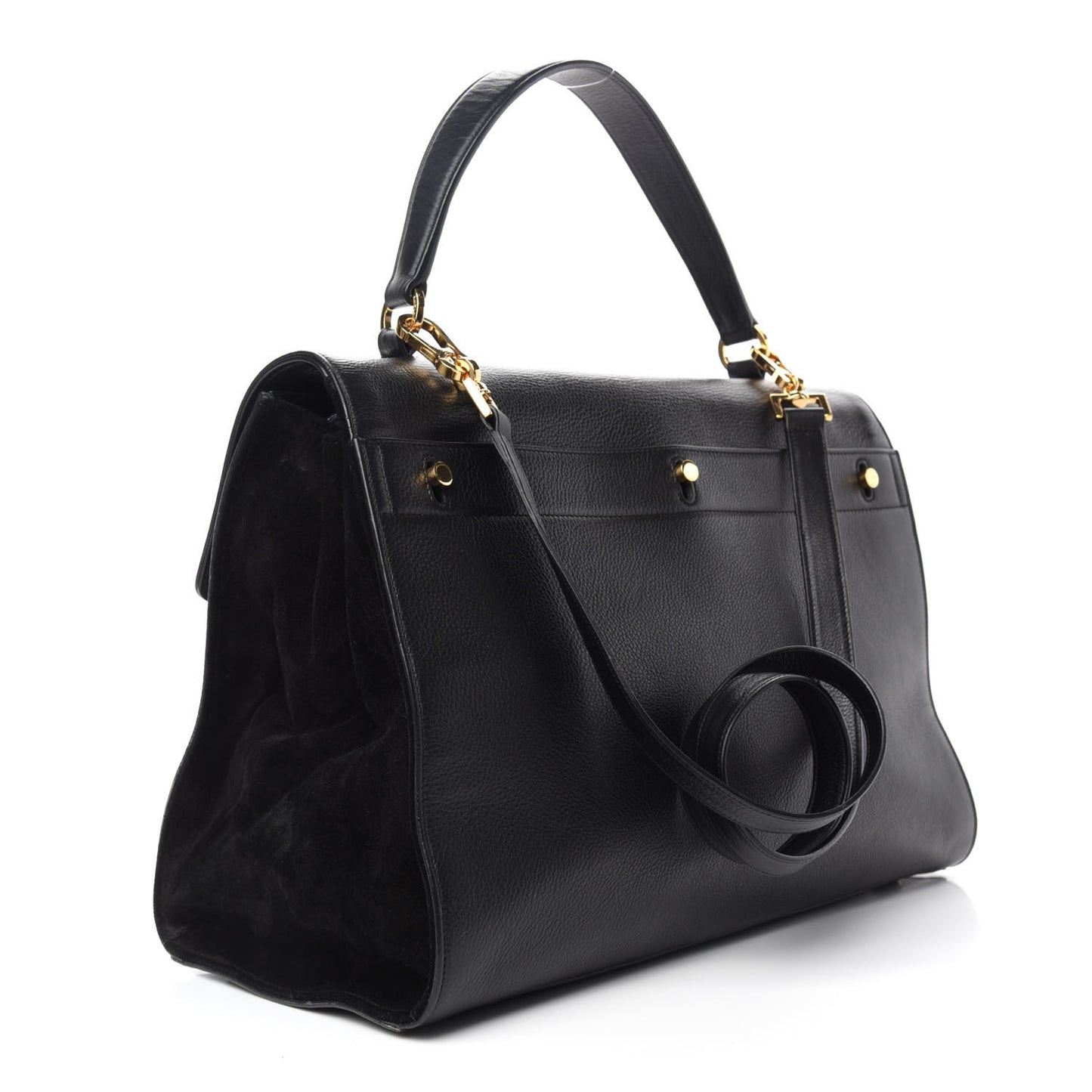 Calfskin Suede Large Muse Two Black