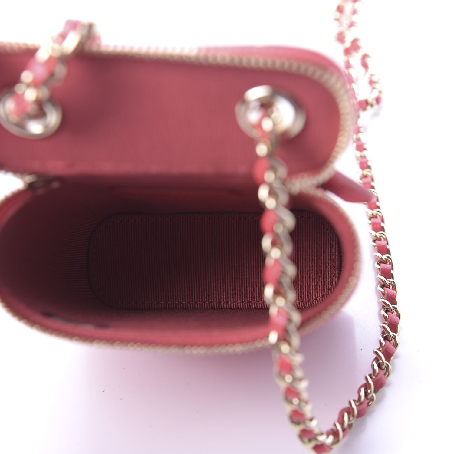 Chanel Caviar Quilted Small Vertical Coco Beauty Vanity Case With Chain Red 5 of 10