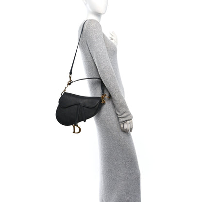 Christian Dior Grained Calfskin Saddle Bag With Strap Black 2 of 10