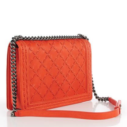 Chanel Caviar Calfskin Stitched Large Boy Flap Dark Orange 3 of 9