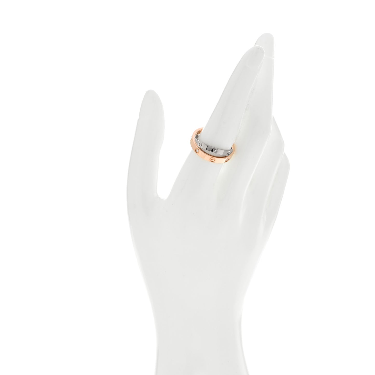 18K Pink White Gold 6 Diamonds LOVE Ring 57 8