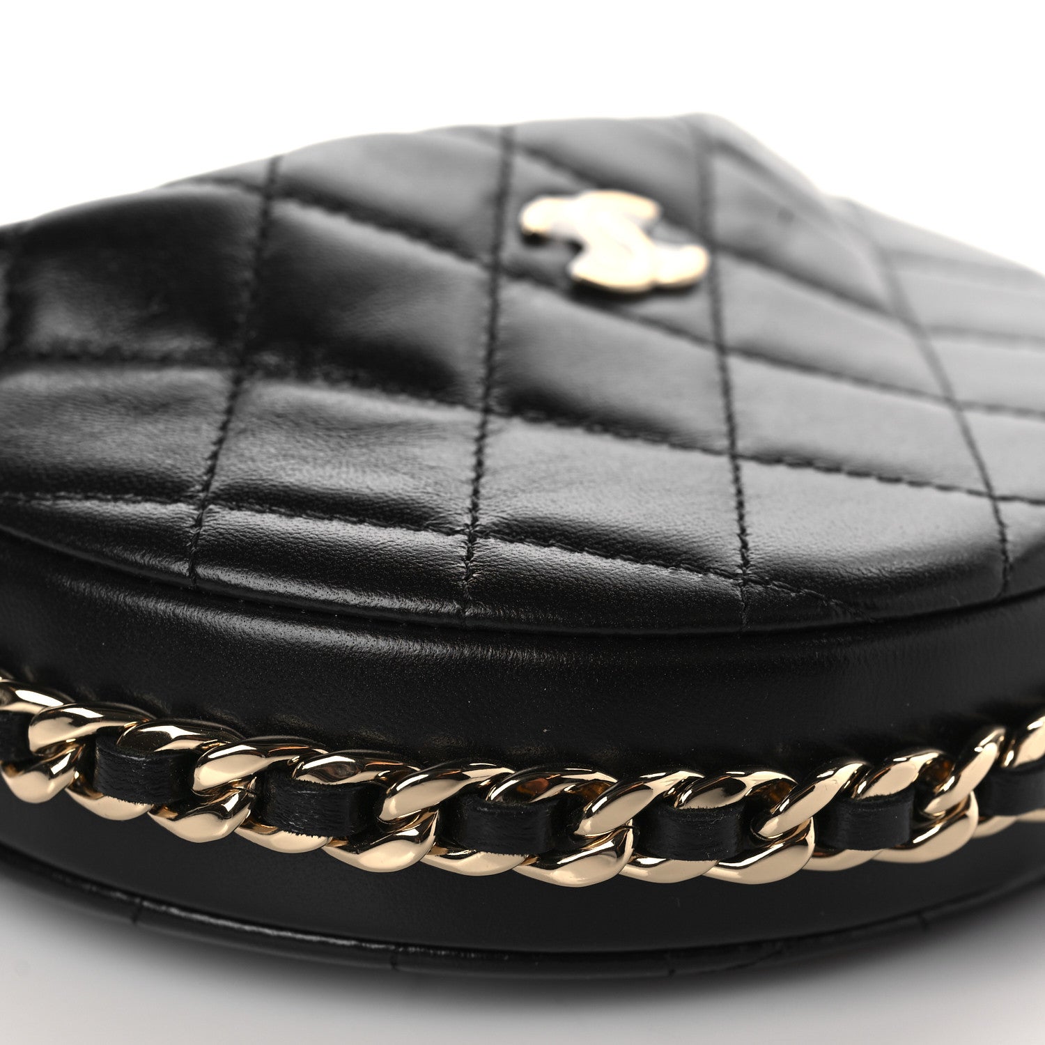 Chanel Lambskin Quilted Chain Around Pouch Hobo Black 8 of 10