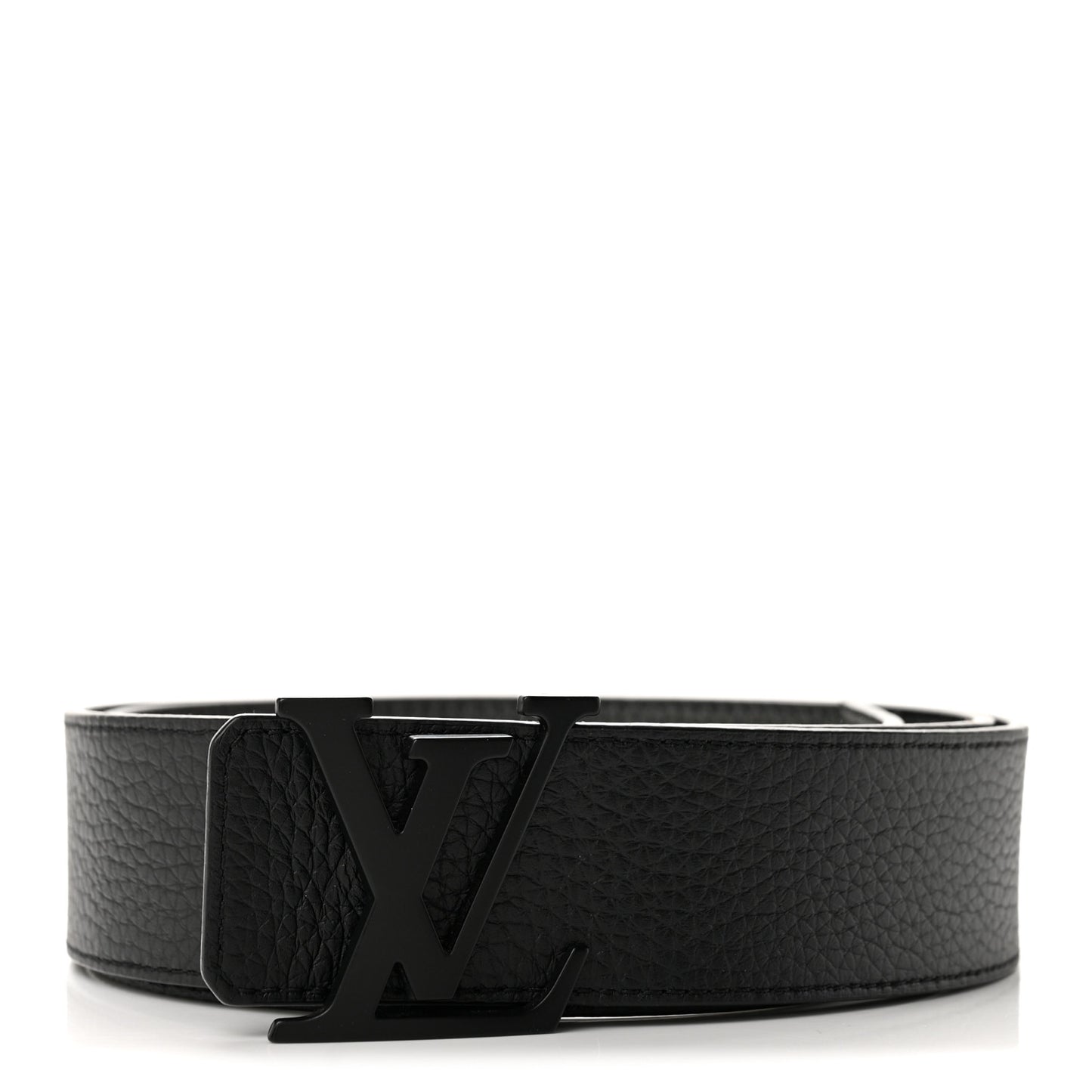 Taurillon Calfskin 40mm LV Initiales Reversible Belt   100 40 Black Dark Silver