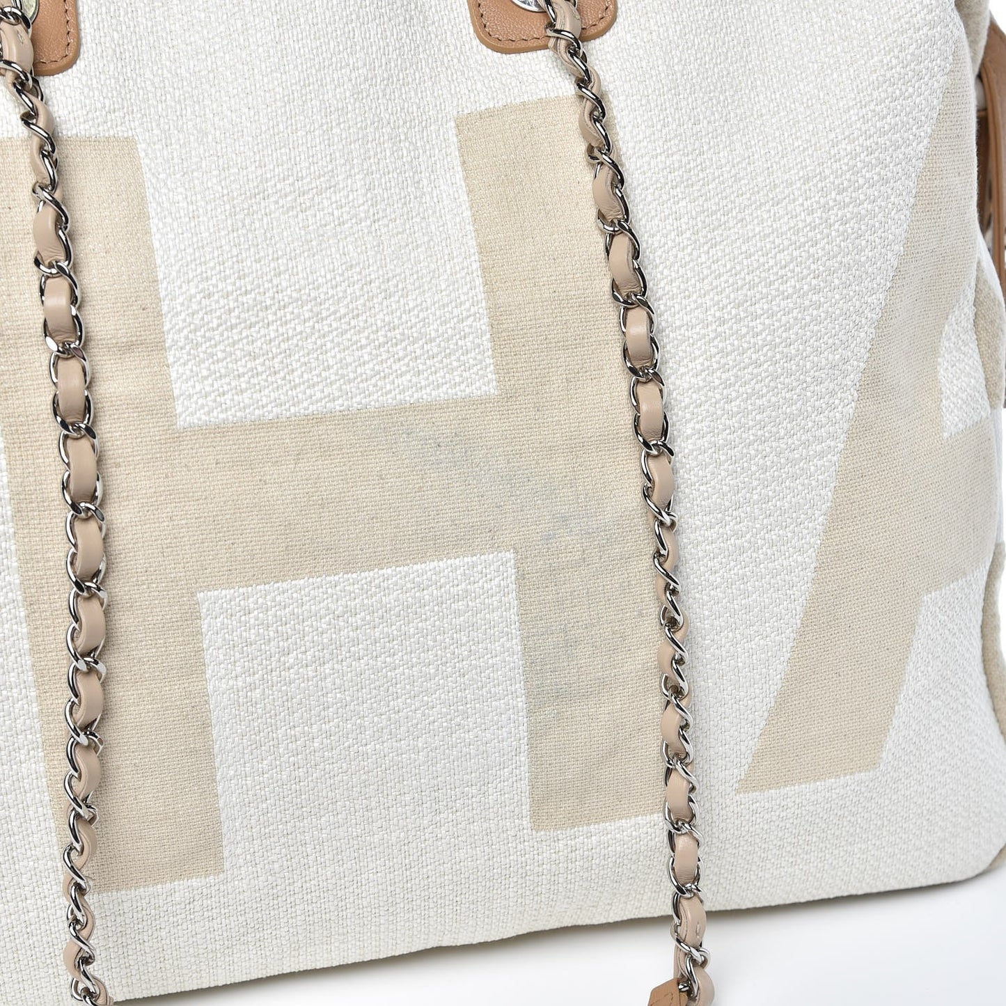 Canvas Maxi Bowling Bag White Beige