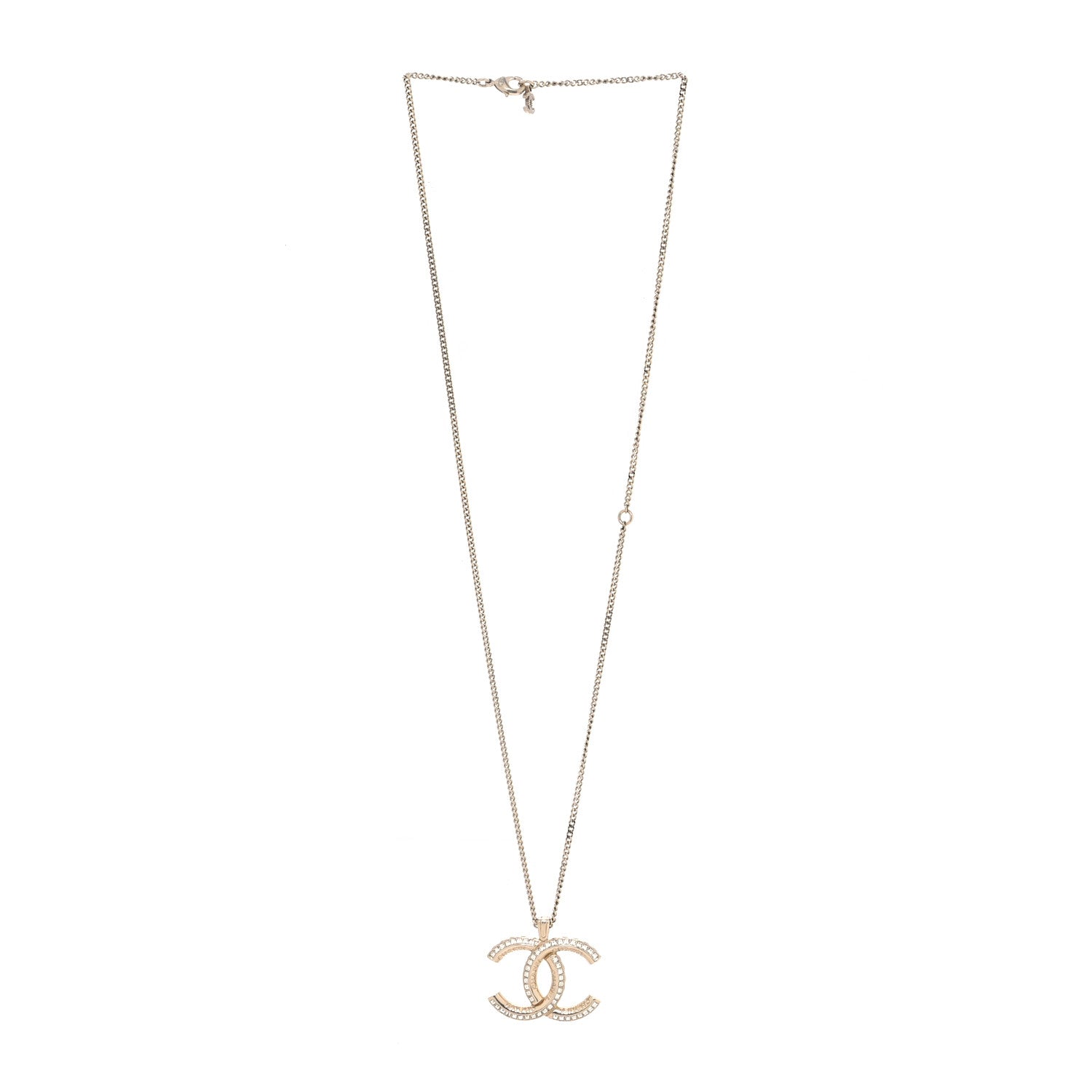 Chanel Baguette Crystal Logo CC Chain Necklace Gold 2 of 4